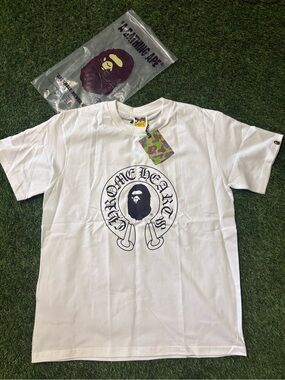 Chrome Hearts White T-Shirt with Black Graphic Ape Logo